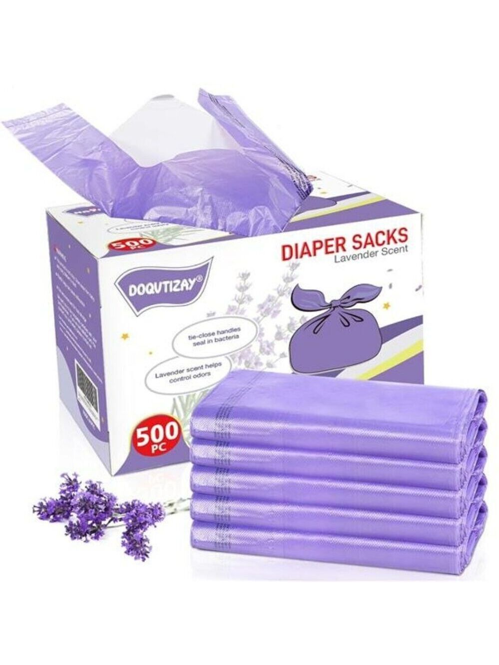 Lavender Scented Disposable Diaper Bags 500 Count Baby Pet Waste Trash Sack